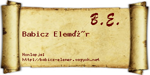 Babicz Elemér névjegykártya
