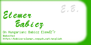 elemer babicz business card